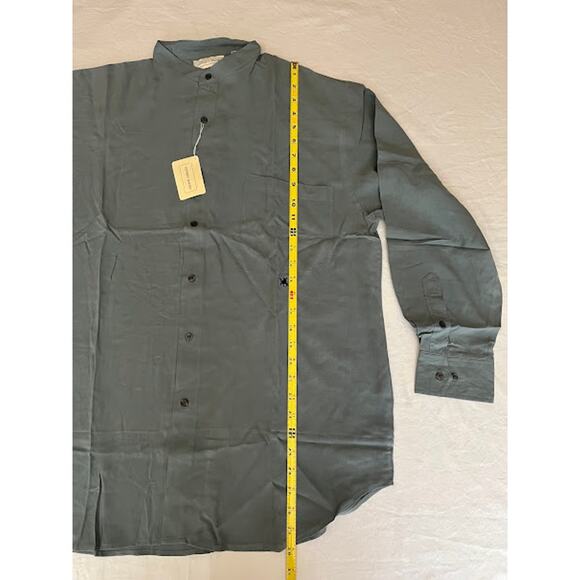 NWT VTG Jeffrey Banks Shirt Blue Silk Long Sleeve Button Down Sz L - Picture 5 of 5